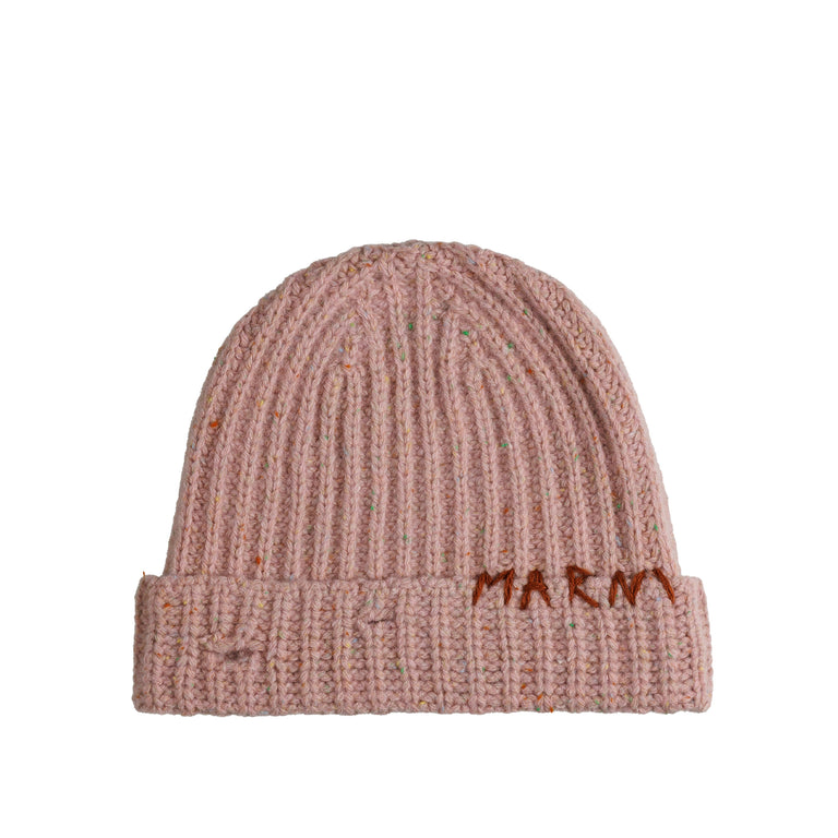 Marni Ribbed Beanie Whit Hand Stitched Logo