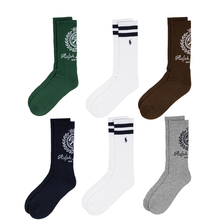 Polo Ralph Lauren Crest Crew Socks 6 Pack
