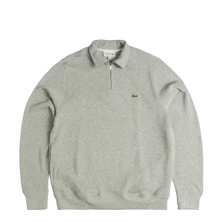 Lacoste Zippered Stand Up Collar Cotton Sweatshirt