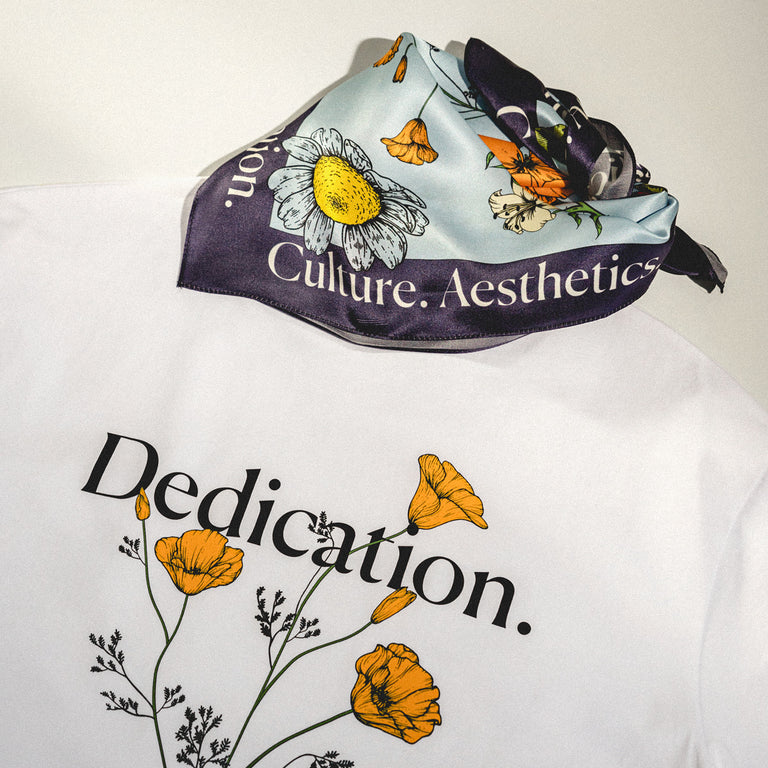 Asphaltgold *Language of Flowers* Dedication Tee onfeet