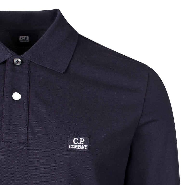 C.P. Company Stretch Piquet Long Sleeve Half Zip Polo - XXL / Total Eclipse - 3