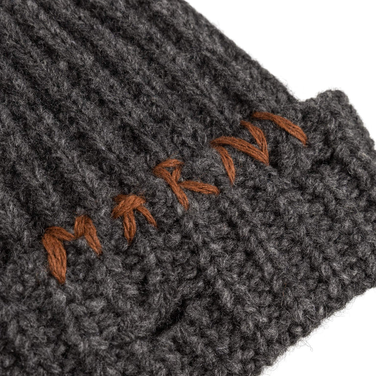 Marni Ribbed Beanie Whit Hand Stitched Logo