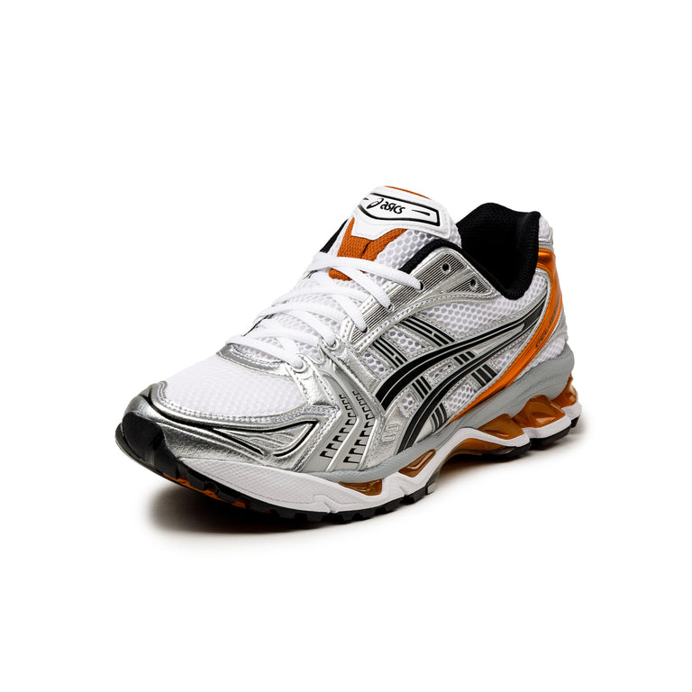 Orange and white asics top
