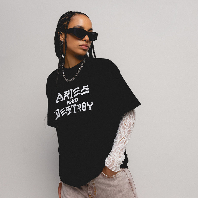 Aries Vintage Aries and Destroy Tee onfeet