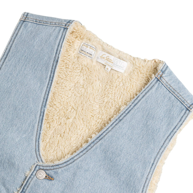 Sherpa denim vest top