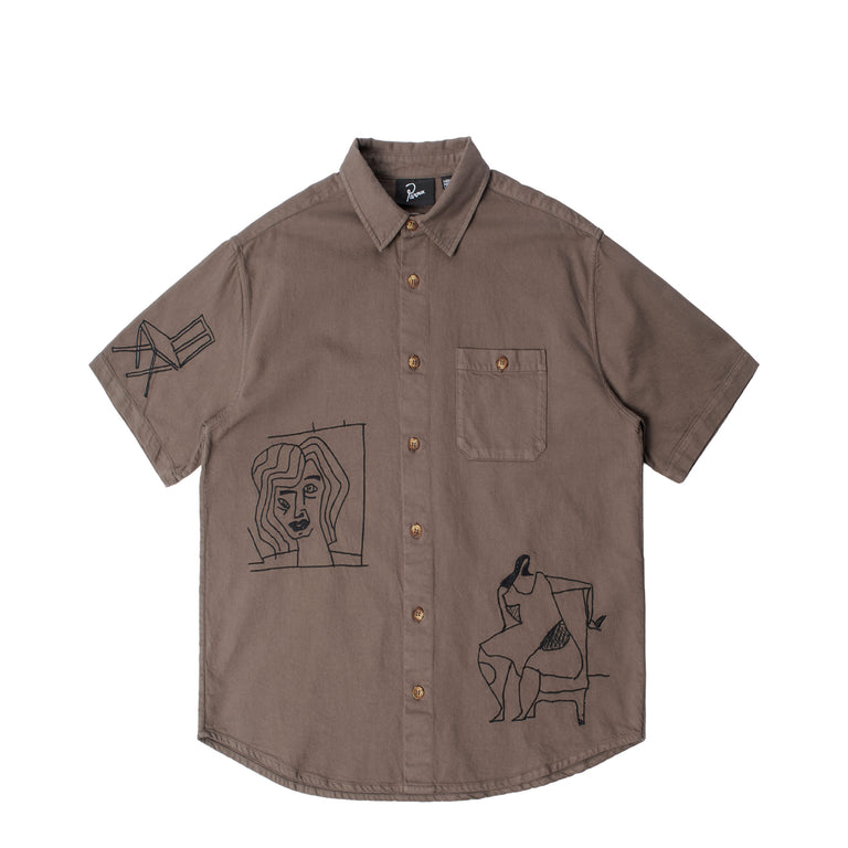 By Parra Crooked Face Short Sleeve Shirt - XXL / Brown - 1