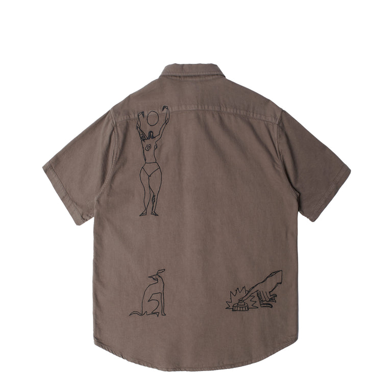 By Parra Crooked Face Short Sleeve Shirt - XXL / Brown - 2