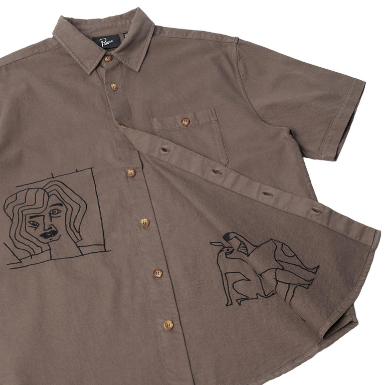 By Parra Crooked Face Short Sleeve Shirt - XXL / Brown - 4