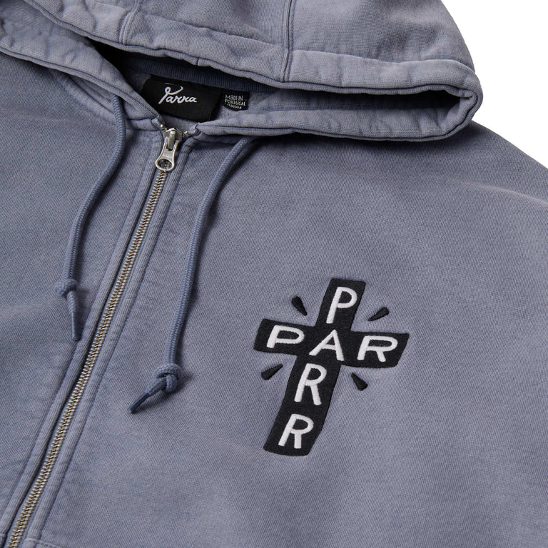 By Parra A Cross To Bear Zip Hooded Sweatshirt - S / Blue - 6