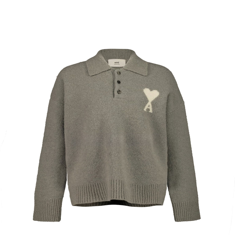 AMI Paris	Ami De Coeur Polo - XXL / Grey / Off White

