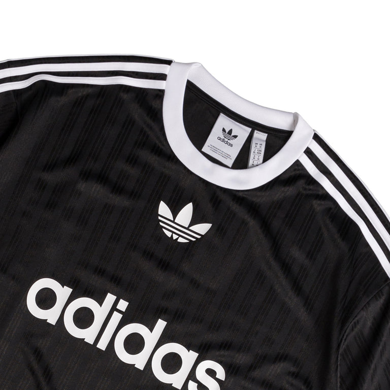 Black adidas top with white stripes clearance