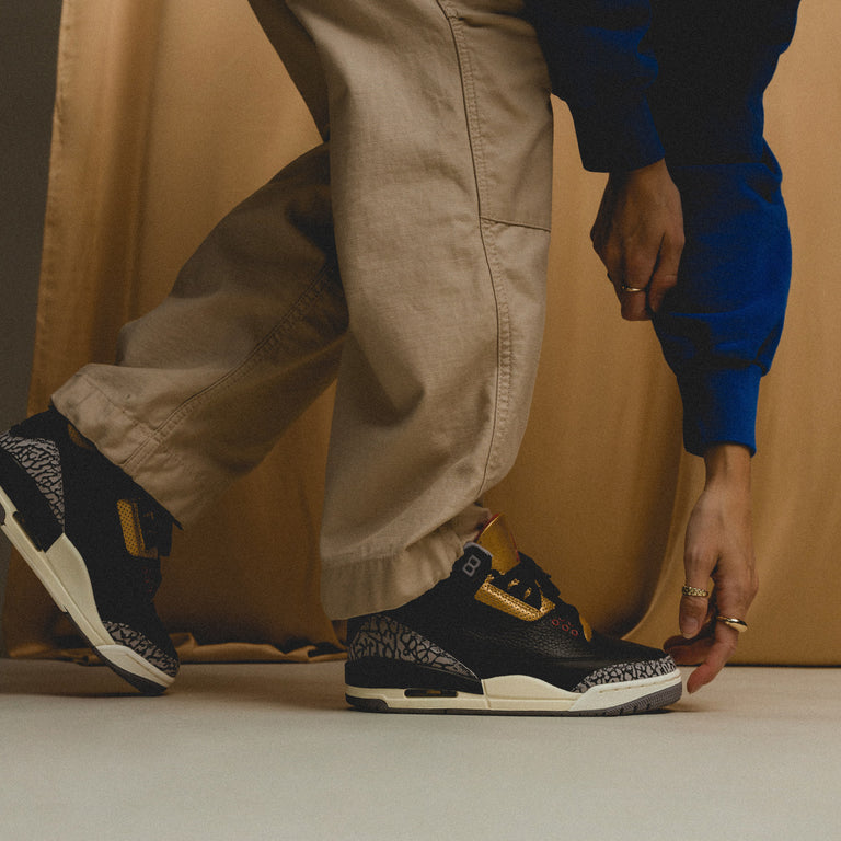 Retro 3 black cement on feet online