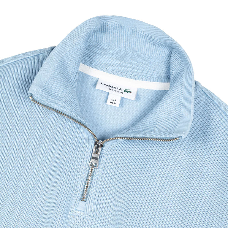 Lacoste Zippered Stand Up Collar Cotton Sweatshirt - XL / Light Blue - 2