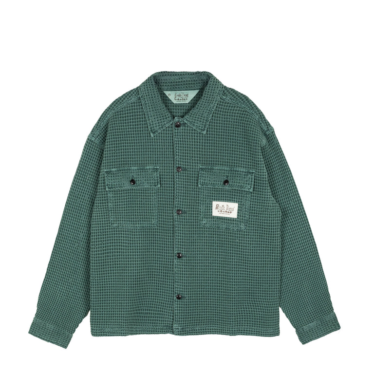 Brain Dead Waffle Button Front Shirt - M / Pine
