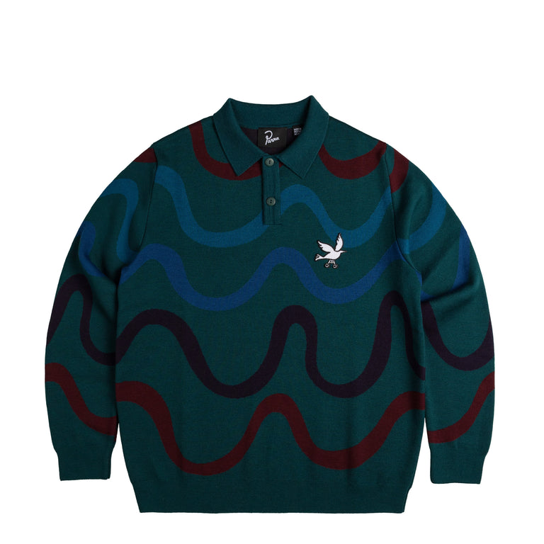 By Parra Colored Soundwave Knitted Polo Pullover