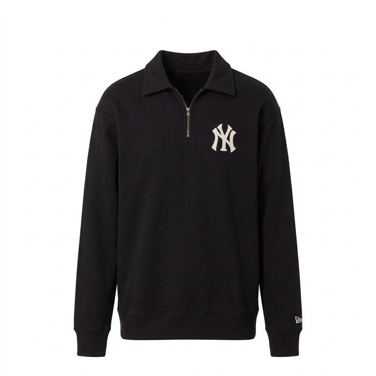 New Era New York Yankees MLB 1/4 Zip Sweater - S / Black - 1

