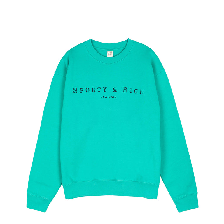 Sporty & Rich Title Embroidered Crewneck - L / Amalfi Green / Light Navy - 1