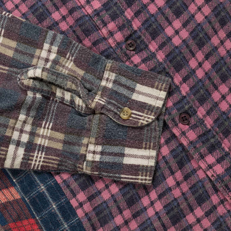 Needles *Rebuild By* Flannel 7 Cuts Wide Shirt