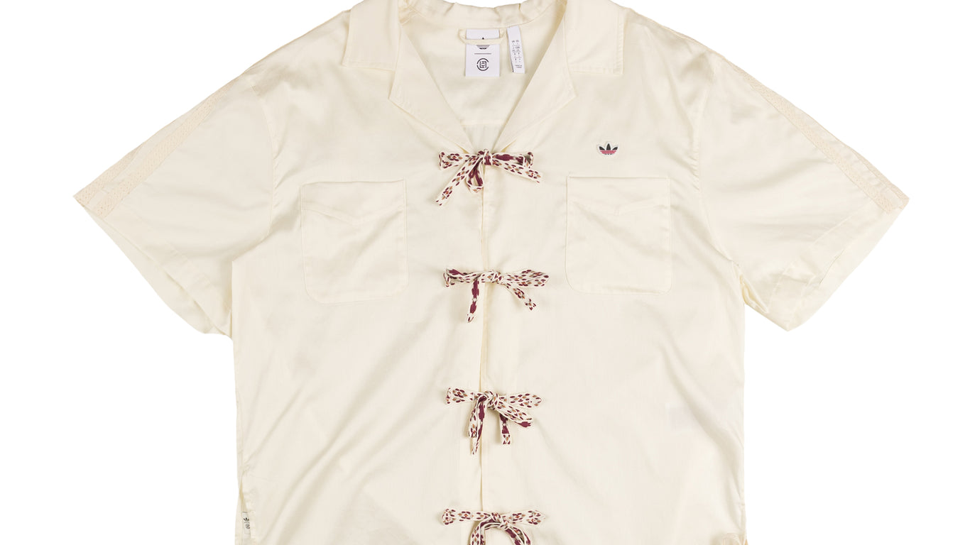 新品M ADIDAS X CLOT ボウリングシャツ ホワイトJP1599 adidas CLOT BOWLING SHIRT BY EDISON CHEN クリームホワイト