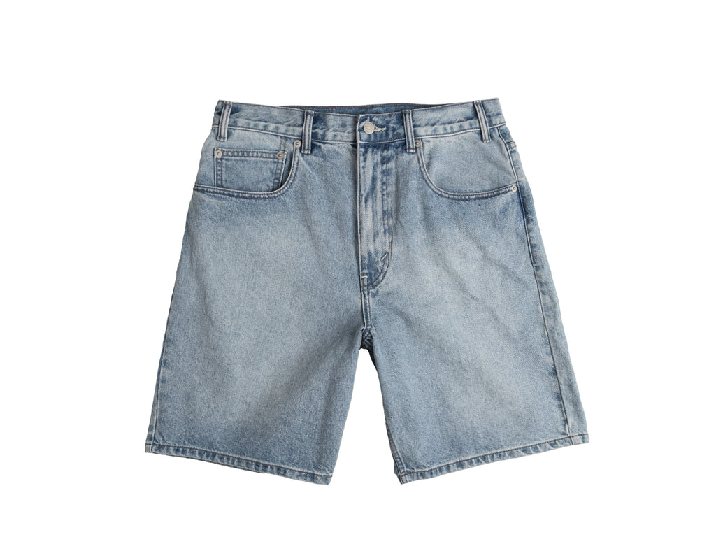 Washed denim shorts top