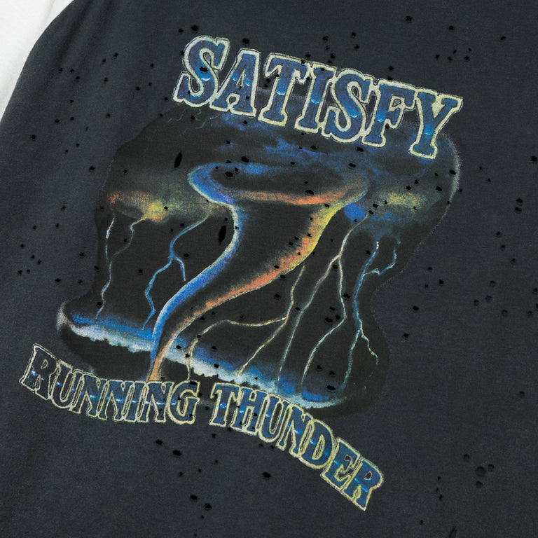 Satisfy MothTech Baseball Tee - M / Off White / Aged Black - 4