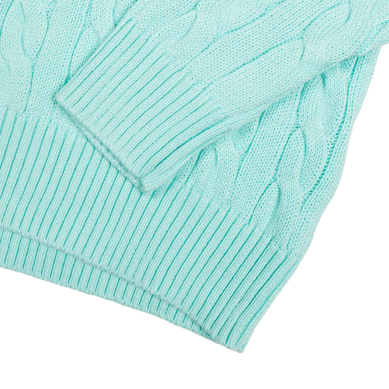 Polo Ralph Lauren Cable-Knit Cotton Quarter-Zip Jumper - XXL / New Aqua - 4