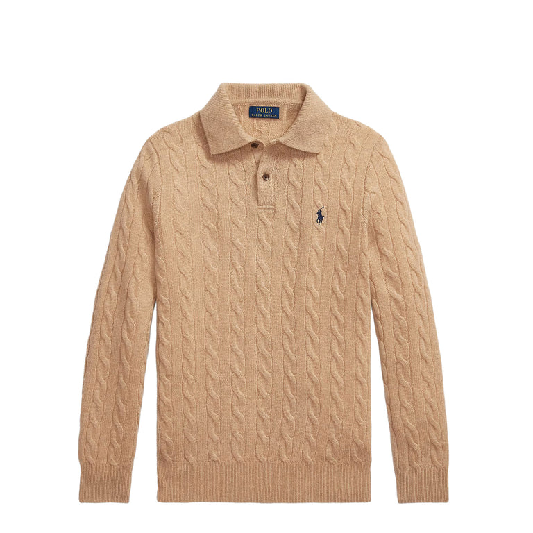 Polo Ralph Lauren Cable-Knit Wool-Cashmere Polo Jumper