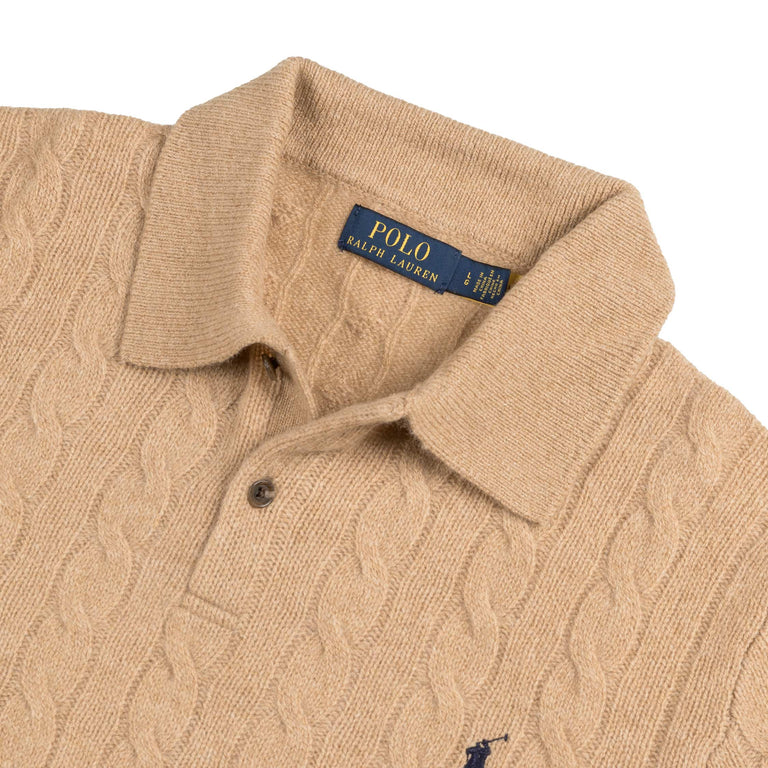 Polo Ralph Lauren Cable-Knit Wool-Cashmere Polo Jumper (Hunter Navy)