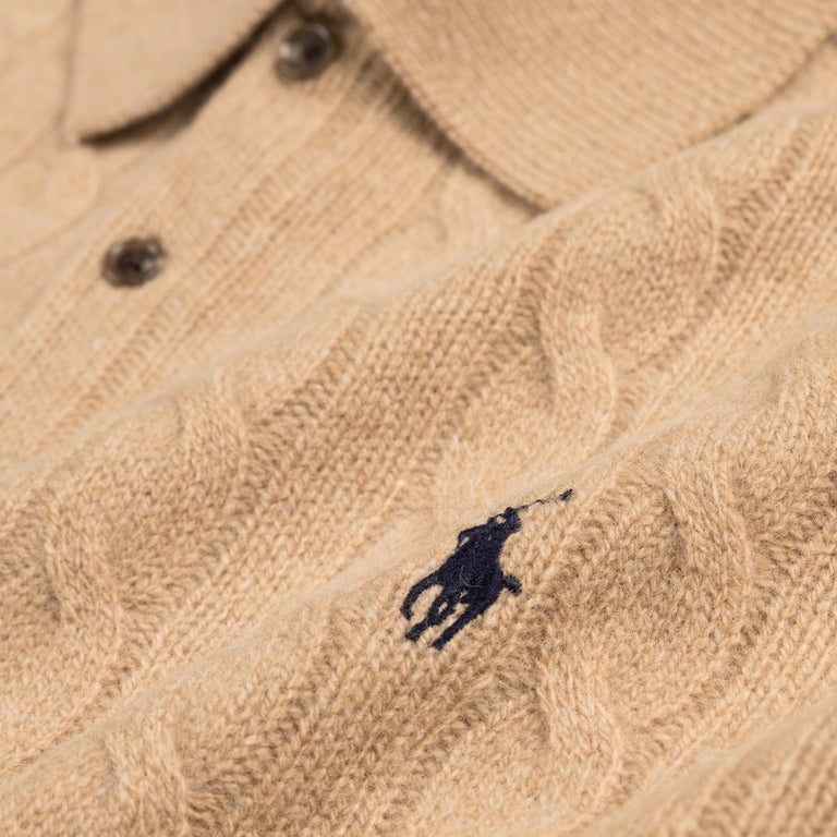 Polo Ralph Lauren Cable-Knit Wool-Cashmere Polo Jumper (Hunter Navy)