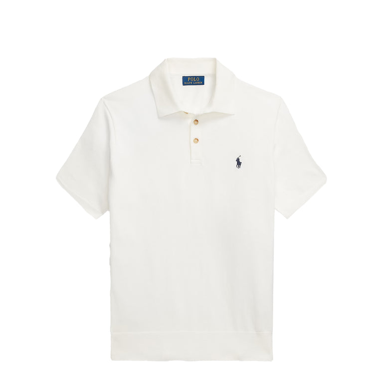 Polo Ralph Lauren Cotton Polo-Collar Jumper - L / Deckwash White W / Navy
