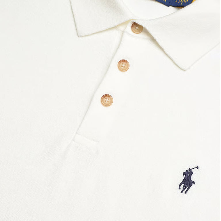 Polo Ralph Lauren Cotton Polo-Collar Jumper - L / Deckwash White W / Navy - 2
