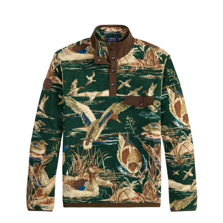 Polo Ralph Lauren Duck-Print Brushed Fleece Pullover - L / Duck Pond Scenic - 1
