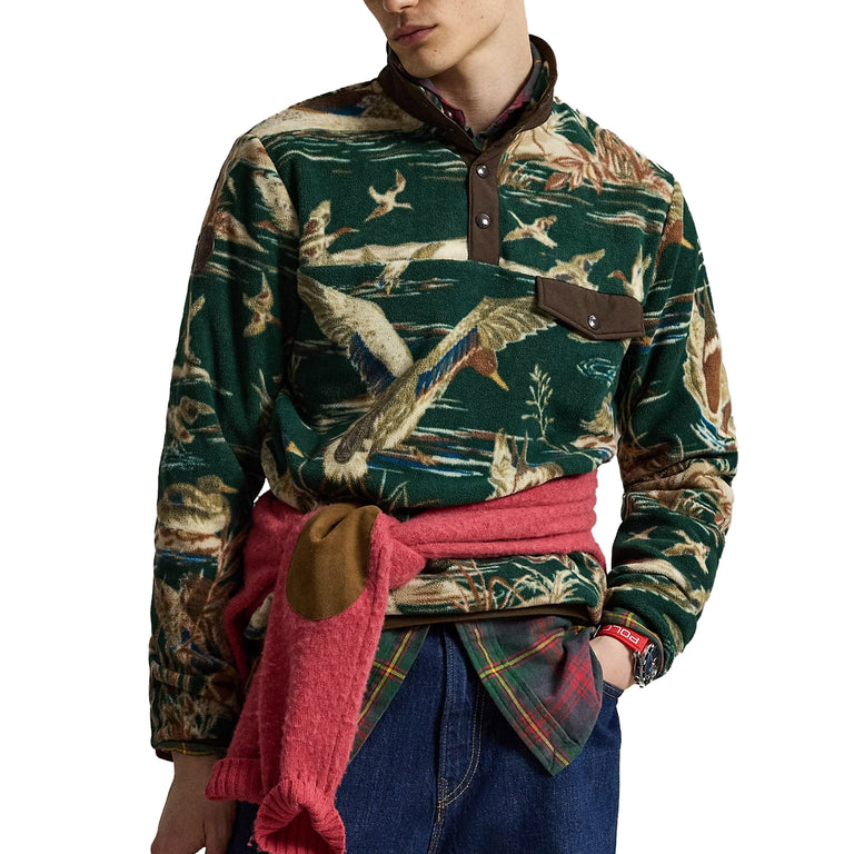 Polo Ralph Lauren Duck-Print Brushed Fleece Pullover - L / Duck Pond Scenic - 2
