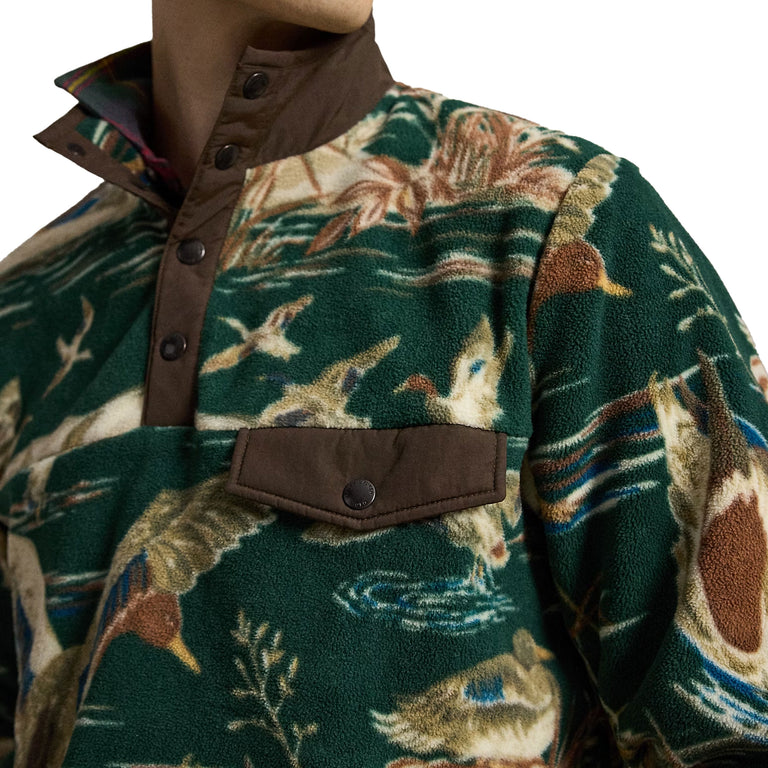 Polo Ralph Lauren Duck-Print Brushed Fleece Pullover - L / Duck Pond Scenic - 4
