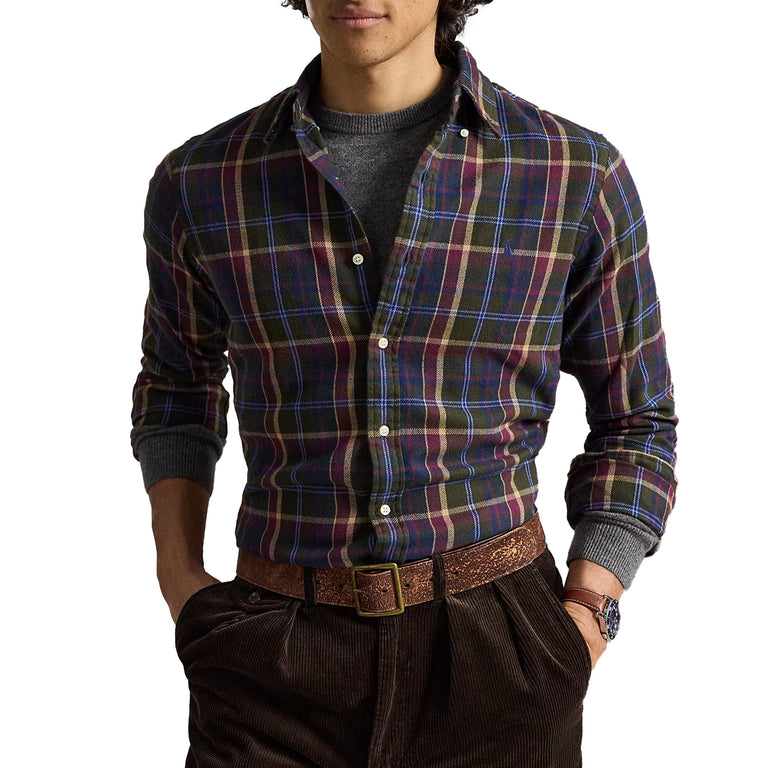 Polo Ralph Lauren Custom Fit Plaid Flannel Shirt - L / Blue Purple Heather - 2