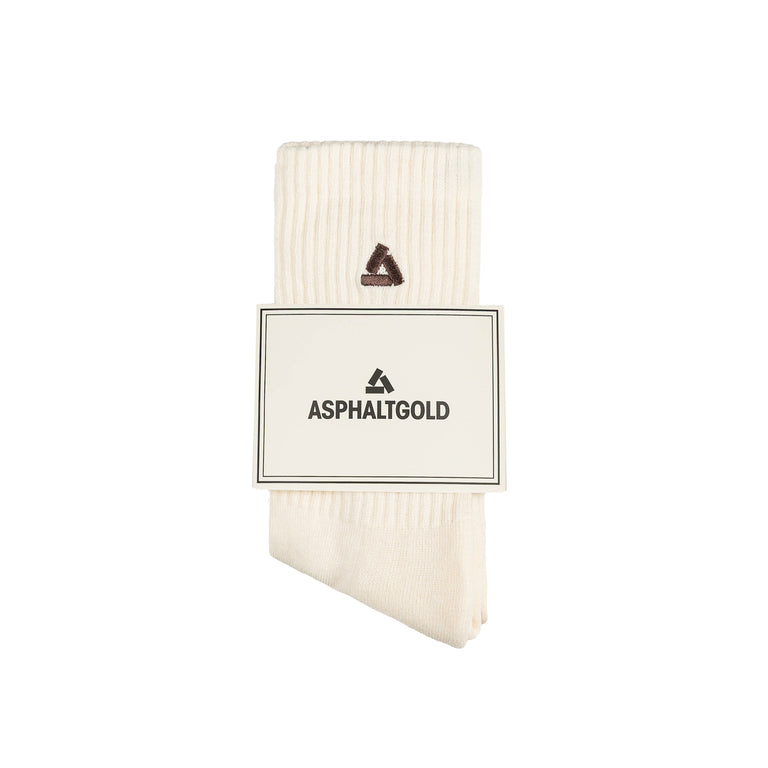 Asphaltgold 2-Pack Stack Logo Socks - 41-46 / Off White / Brown - 3