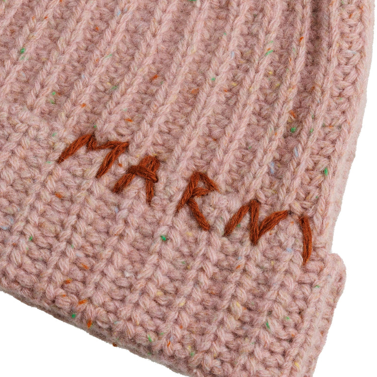 Marni Ribbed Beanie Whit Hand Stitched Logo