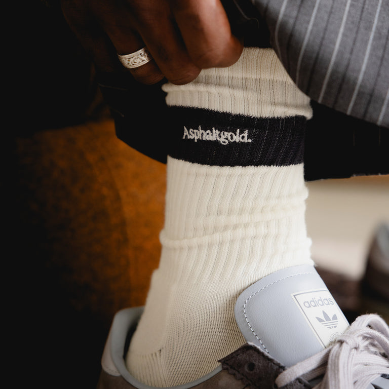 Asphaltgold 2-Pack Crew Socks (Off White / Iron) onfeet