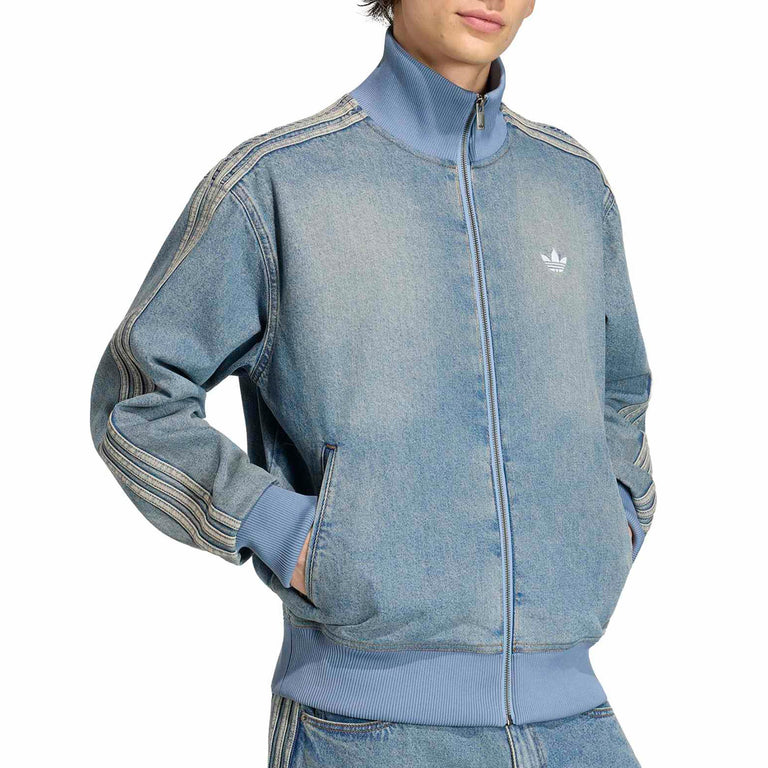 Adidas Firebird Denim Needle Track Top - L / Worn Blue Denim - 2