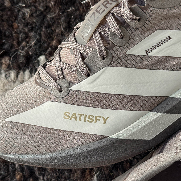 Adidas x Satisfy Adizero Adios W onfeet