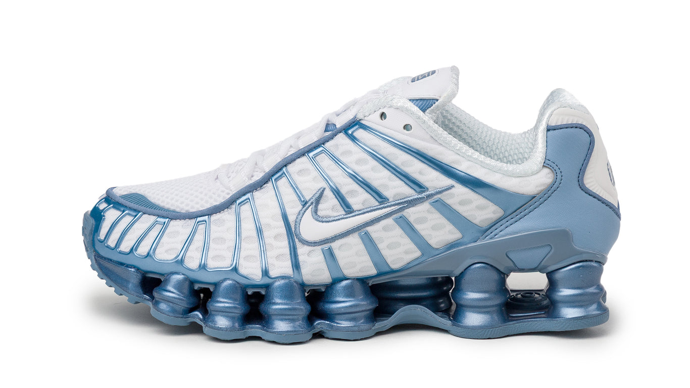 blue and white nike shox