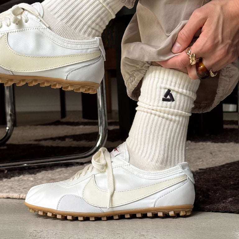 Asphaltgold 2-Pack Stack Logo Socks (Off White / Navy) onfeet