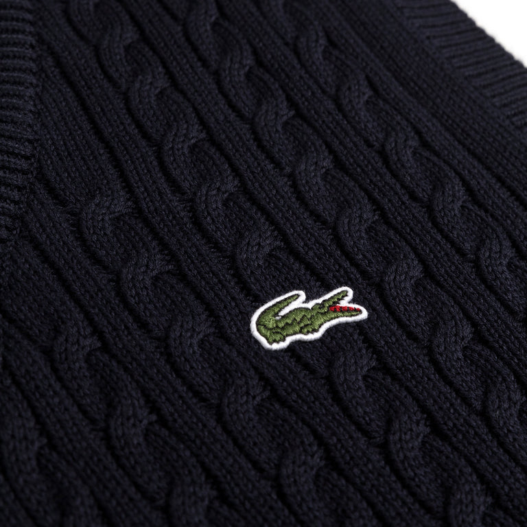 Lacoste Cotton Blend Cable Knit Sweater Vest