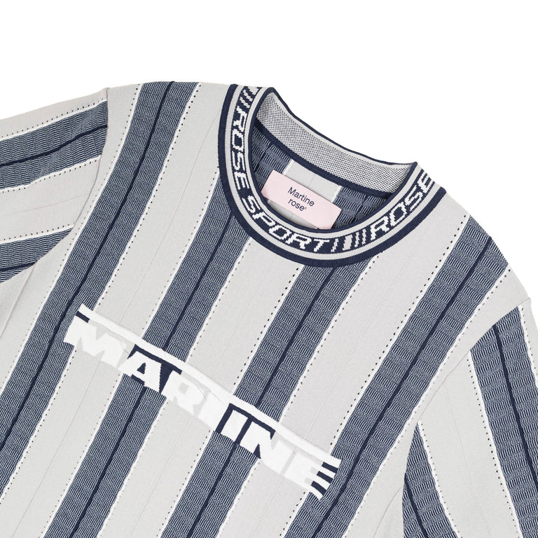 Martine Rose Logo Tight T-Shirt - XS / Blue / Grey - 3