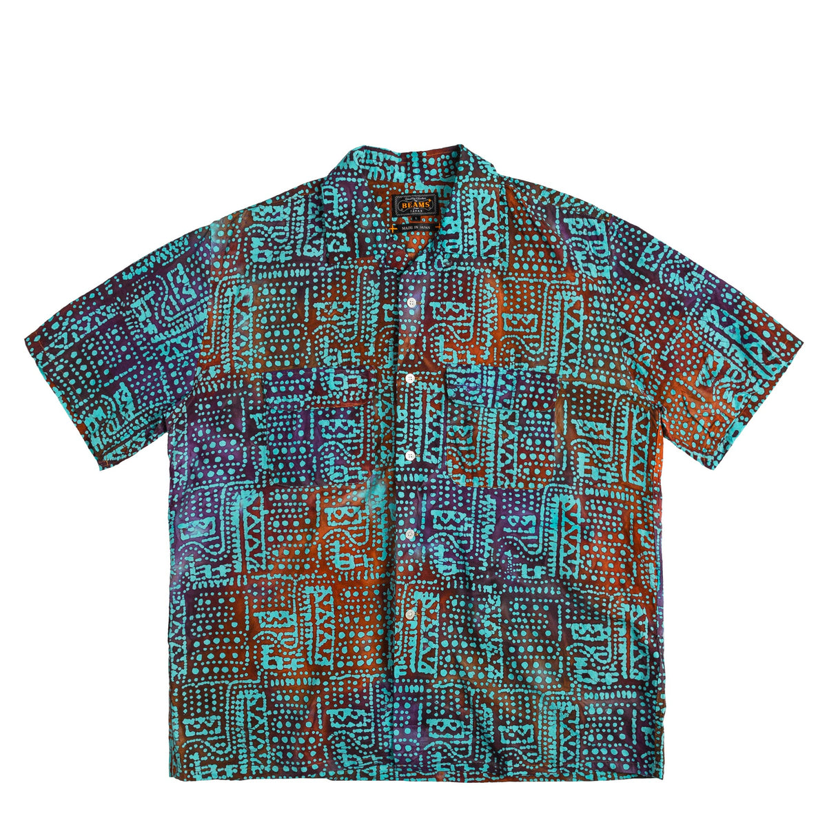 Beams Plus Open Collar Batik Print Shirt » Buy online now!