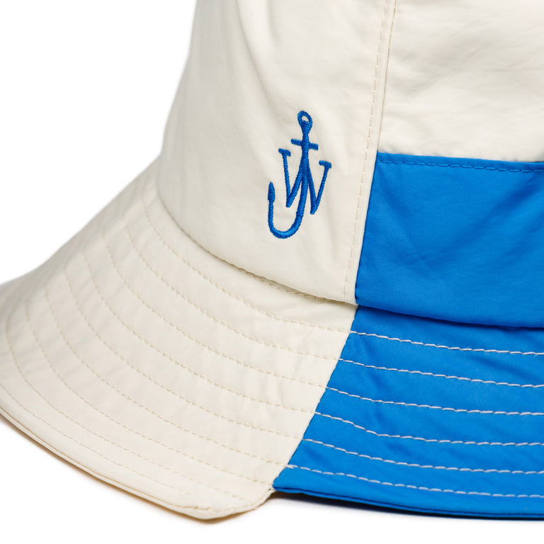 JW Anderson Asymmetric Bucket Hat, White / Blue