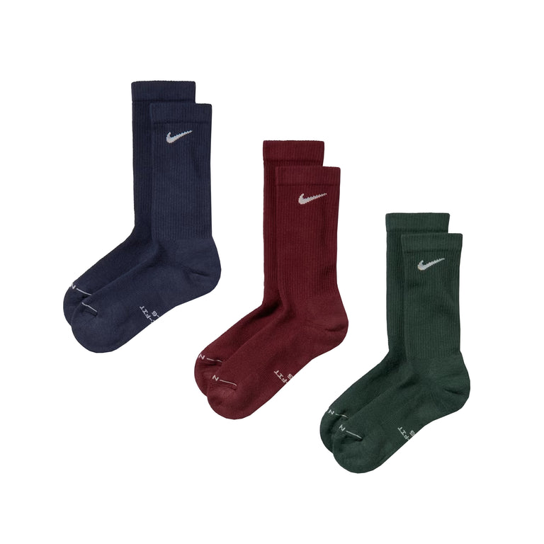 Nike	Everyday Elevated Crew Socks 3-Pack - XL / Navy / Red / Green
