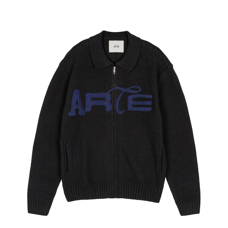 Arte Antwerp Stencil Zip Cardigan - S / Black - 1
