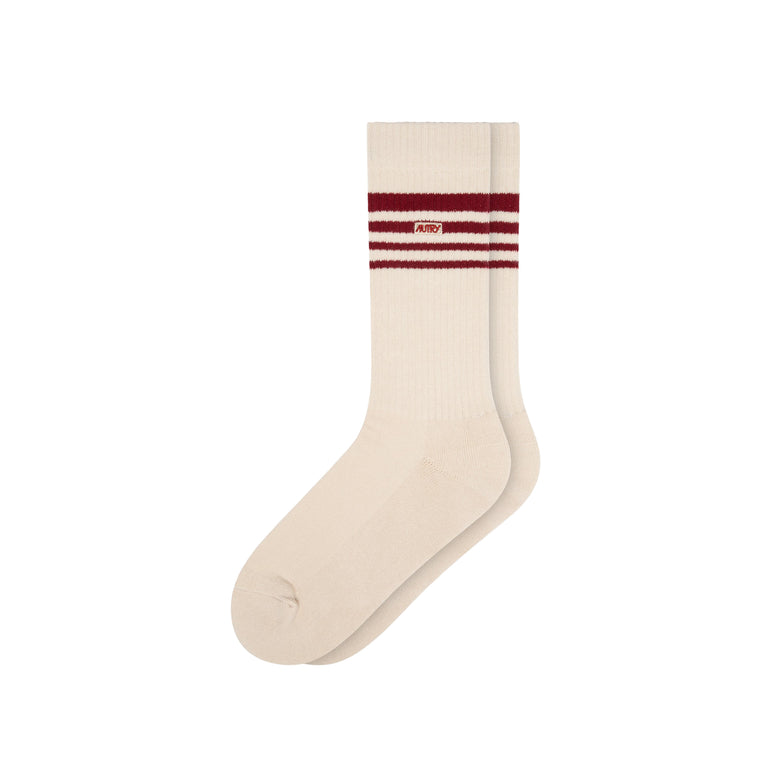 Autry Jacquard Striped Socks - M / Fiber / Bordeaux - 1