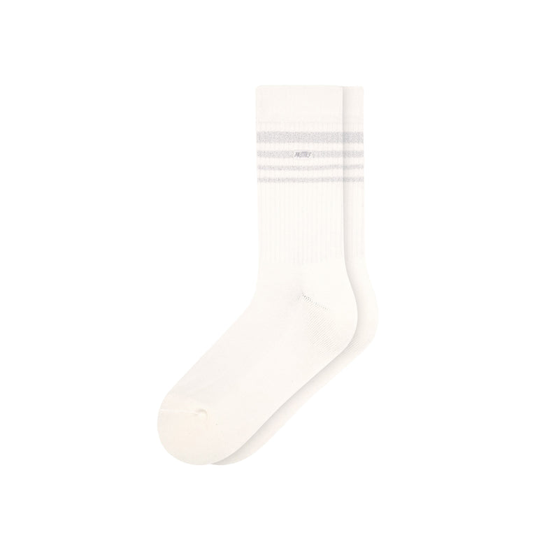 Autry Jacquard Striped Socks - M / Silver / Alabaster - 1